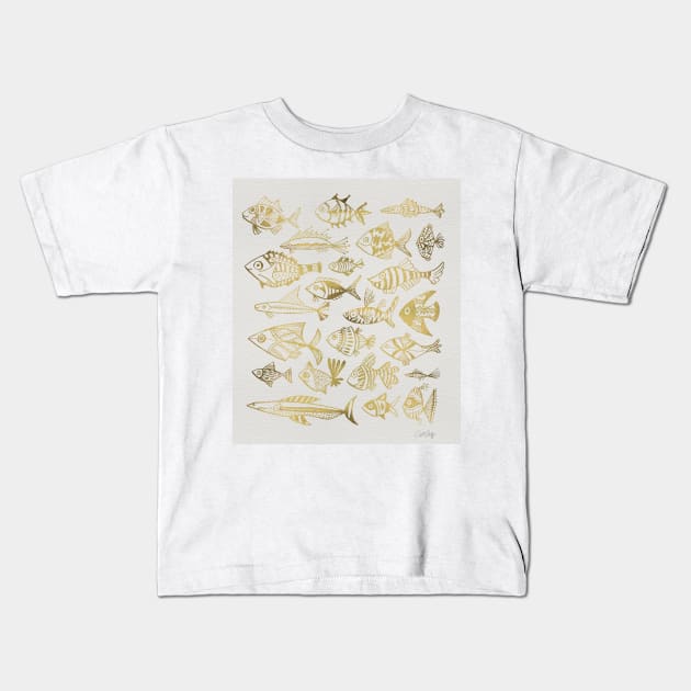 fish inkings gold Kids T-Shirt by CatCoq